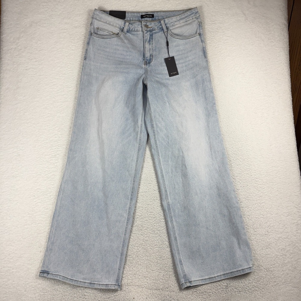 Onero Women's Wide-Leg Jeans Light Wash Blue Denim Mid Rise 16W (35x31) NWT